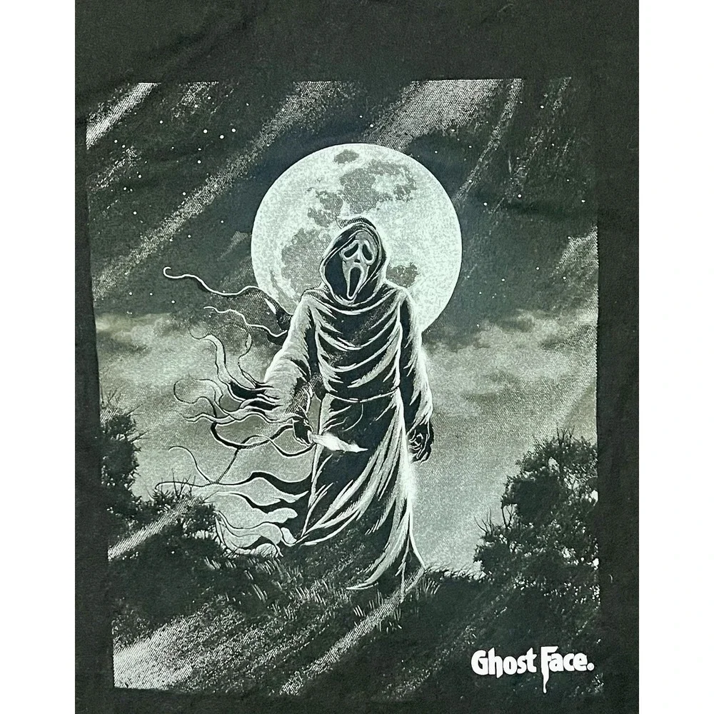 Ghostface Graphic T Shirt Black Horror Movie Tee Size XL Scream Moon Print - Picture 2 of 4